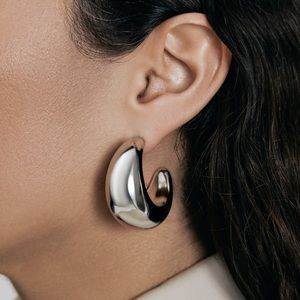 SHASHI Tsuki Hoop Bottega Silver Thick Tear Drop Earrings